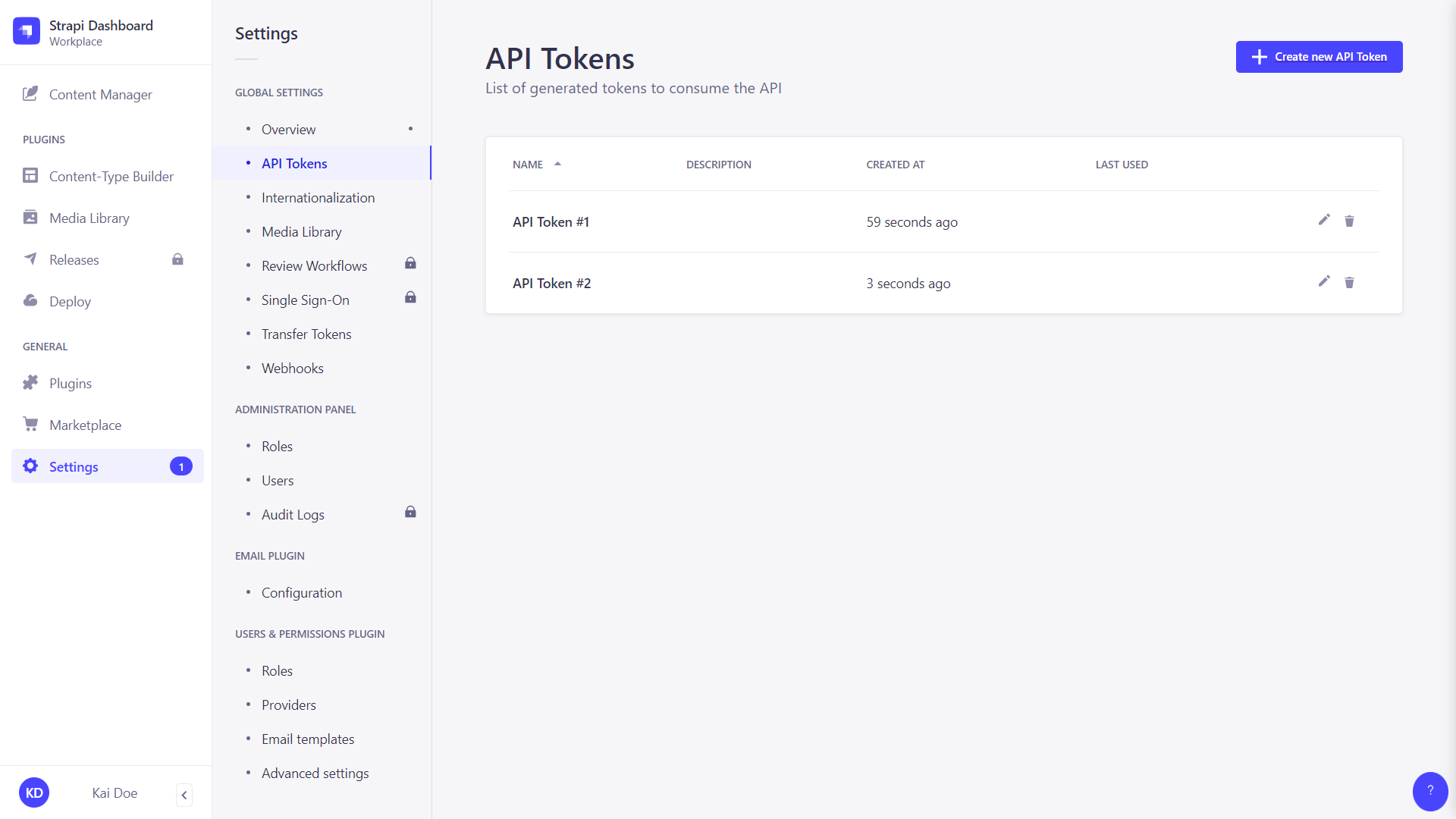 API tokens